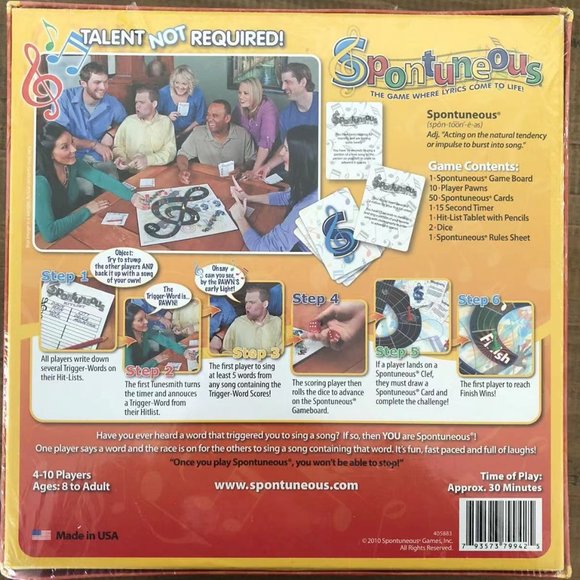 Spontuneous The Song Game Board Game - Picture 2 of 2